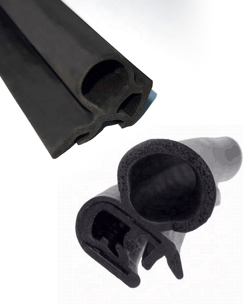 Rubber sealing strip with metal skeleton, anti-collision and sound-insulating rubber composite edge wrapping strip, U-shaped rubber sealing strip