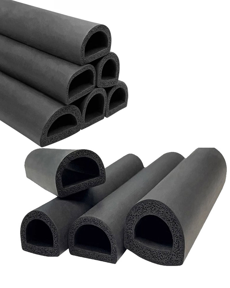 Self-adhesive foamed rubber D-shaped sealing strip; EPDM semi-circular foamed rubber strip